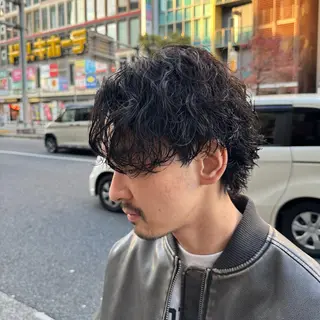ミディアム パーマ 立川メンズ特化/ パーマ職人/氣田瞬介のヘアスタイル
