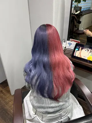 ロング カラー ✨ブリーチ髪質改善 ✨デザインカラーのヘアスタイル