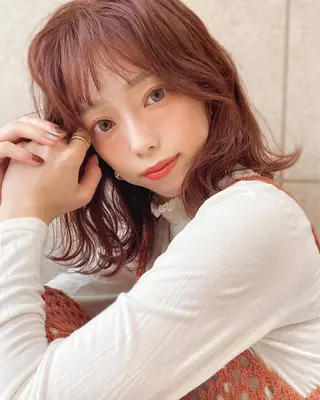 ミディアム カラー ヘアアレンジ 対馬 粘音のヘアスタイル