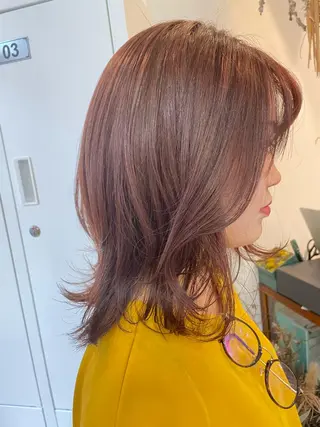 ミディアム カラー ヘアアレンジ REONA🪽✨薬院 レイヤーカット🫧のヘアスタイル
