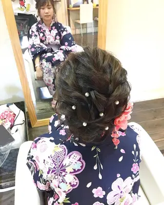 ミディアム カラー パーマ ヘアアレンジ メンズ キッズ ネイル マツエク・マツパ brille ~eyelash~のヘアスタイル