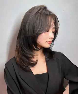 ミディアム 韓国✖️網紅🖤 パーマYURIYAのヘアスタイル
