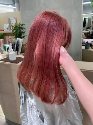 カラー hana🍑 ブリーチなしピンクのヘアスタイル