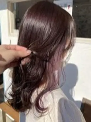 セミロング カラー 髪質改善カラー透明感 ダブルカラー幕田のヘアスタイル