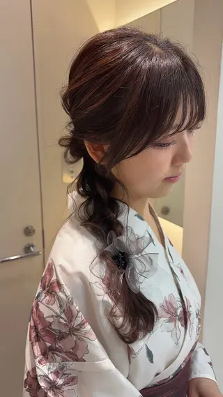 ロング ヘアアレンジ ヘアセット/レイヤー 赤み消し/はるかのヘアスタイル