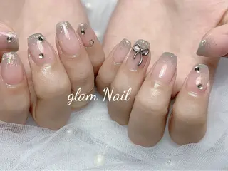 ネイル エツメ💅 長さ出し🎀デザインのネイルデザイン