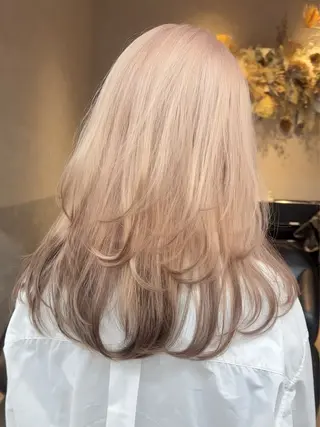 セミロング カラー ヘアアレンジ 天神/ブリーチ/ ブリーチなしカラーのヘアスタイル