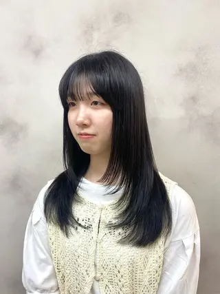 セミロング レイヤー/顔まわり/ 艶カラー/長野/あやのヘアスタイル