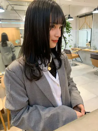 ミディアム 小顔レイヤー×コンパ クトボブ/林隆平のヘアスタイル