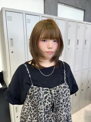 ミディアム カラー ヘアアレンジ ハイトーン/透明感 髪質改善/rinaのヘアスタイル