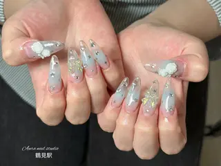 ロング Aura nail 🍐💫のネイルデザイン