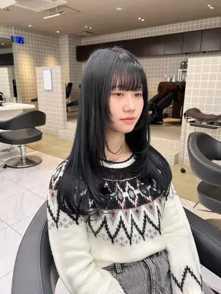 ロング カラー パーマ ヘアアレンジ メンズ キッズ 上品＆韓国風 🥀海心🥀のヘアスタイル