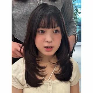 セミロング 結べるレイヤーカット /カラー/あさかのヘアスタイル