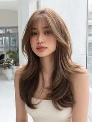 セミロング 絶対綺麗な暖色カラー 🎯あります✨増渕✨のヘアスタイル