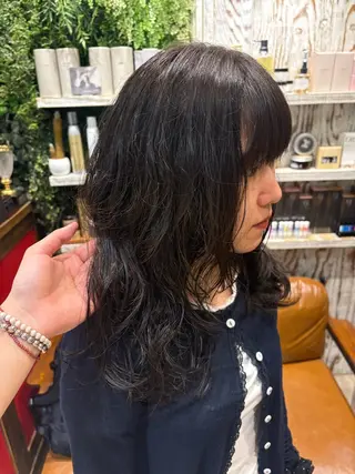 セミロング 🪐海外hair/パ ーマ/暖色/ミミ🌼のヘアスタイル