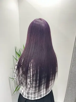 ロング カラー ラベンダー💜 グレージュ🩶のヘアスタイル