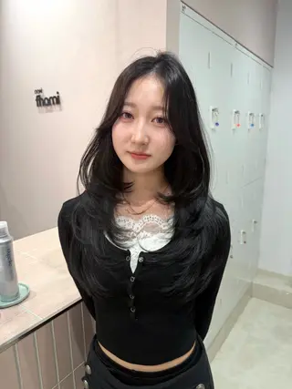 ロング カラー オリーブ/レイヤー 🌿HIMARI🌻のヘアスタイル