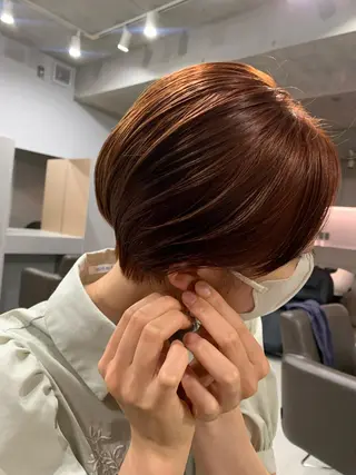 ショート カラー ボブパーマコテ巻き風 パーマNo1深江秀平のヘアスタイル
