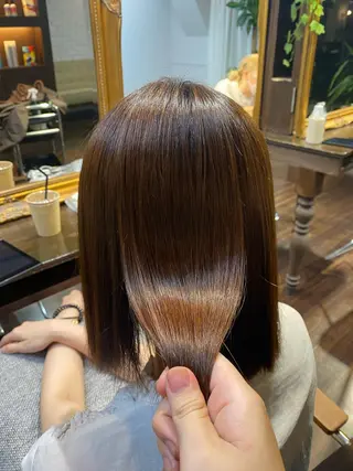 ミディアム カラー パーマ ヘアアレンジ レイヤーカット×髪質 改善🇰🇷シオリのヘアスタイル