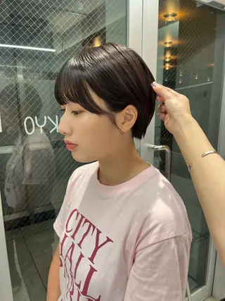 ショート 縮毛矯正ボブ&顔まわ レイヤー♡TOMOEのヘアスタイル