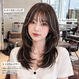 セミロング 透明感カラー/韓国レ イヤー/宮下知也のヘアスタイル