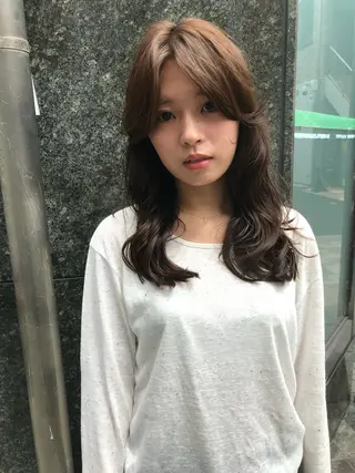 セミロング カラー 赤み消しカラー/ ミントカラー/トモキのヘアスタイル