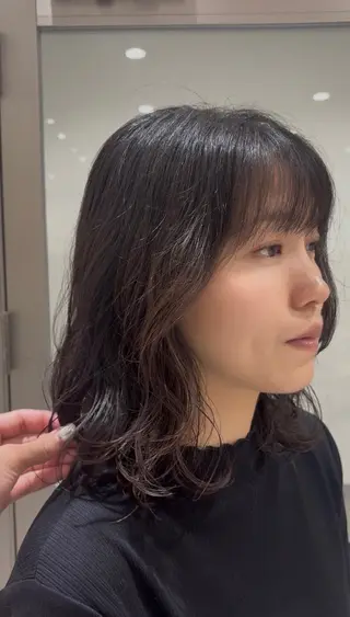 ミディアム パーマ 暖色カラー/ブリーチ /ボブ/本間陽南のヘアスタイル