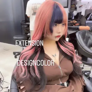 ロング カラー エクステ🩵ブリーチ 韓国ヘア🩵KAEのヘアスタイル