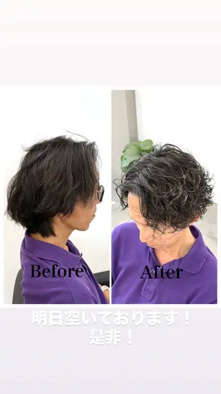 ショート パーマ メンズ 古賀 雄大のヘアスタイル