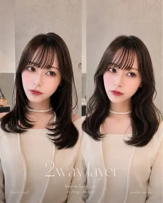 セミロング カラー ヘアアレンジ 🌫️大人韓国ヘア 🌫️naoyaのヘアスタイル