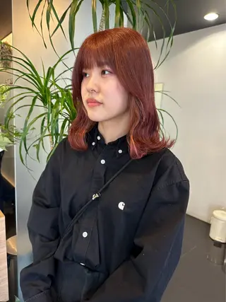 ミディアム カラー ブリーチなしWカラー 暖色カラー/mayuのヘアスタイル