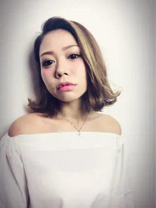 ミディアム カラー ヘアアレンジ 岩崎 克秀のヘアスタイル