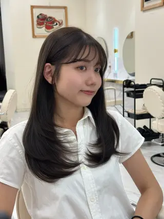 セミロング カラー ヘアアレンジ 髪質改善×レイヤー 🫧松野力也のヘアスタイル
