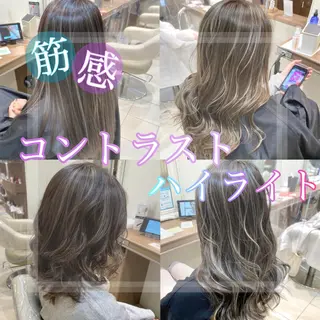 ロング カラー 雅/ダブルカラー/ 白髪ぼかしハイライトのヘアスタイル
