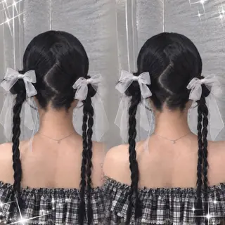 ロング ヘアアレンジ 韓国/池袋ワンカラー 🩶kaede🩶のヘアスタイル