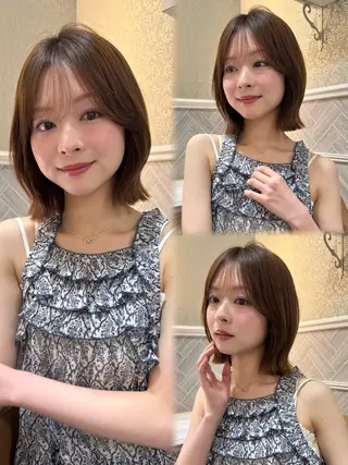 ミディアム ボブ/透明感カラー /艶髪/しなる🌷のヘアスタイル