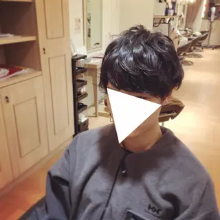 ショート パーマ メンズ 白浜 サキのヘアスタイル