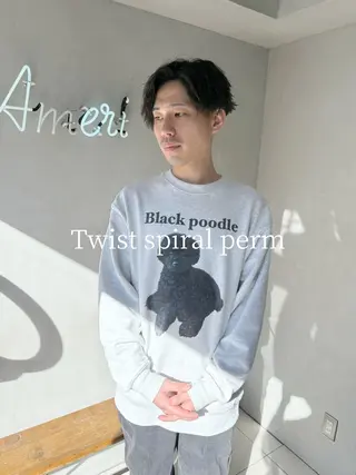ミディアム カラー パーマ メンズ 【毛流れヘア】 人気No.1/ユウキのヘアスタイル