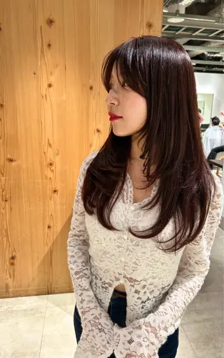 ロング カラー スキバサミを使わない カット🌼唯🌼のヘアスタイル