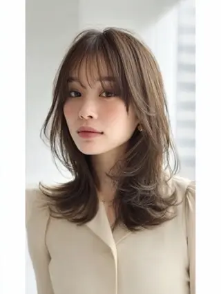 セミロング 絶対綺麗な暖色カラー 🎯あります✨増渕✨のヘアスタイル