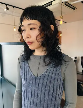 ミディアム パーマ 暖色/パーマ 🌼クニトウメイのヘアスタイル
