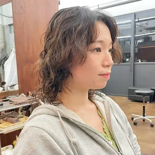 ミディアム パーマ メンズ ✂︎ウルフ・ショート ✂︎MIKUNIのヘアスタイル