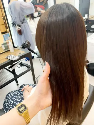 ミディアム カラー パーマ ヘアアレンジ メンズ キッズ ネイル マツエク・マツパ アイブロウ 似合せレイヤー/ 柔らか透明感カラーのヘアスタイル