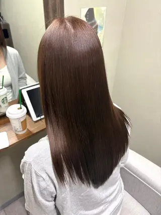 セミロング 髪質改善カラー&TR 縮毛矯正/弱酸性矯正のヘアスタイル