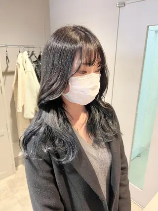 ロング カラー パーマ ヘアアレンジ メンズ キッズ ネイル マツエク・マツパ アイブロウ 上品＆韓国風 🥀海心🥀のヘアスタイル