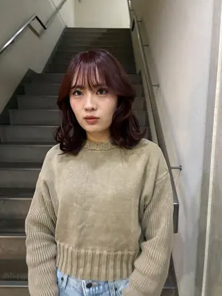 セミロング カラー abe yuikaのヘアスタイル