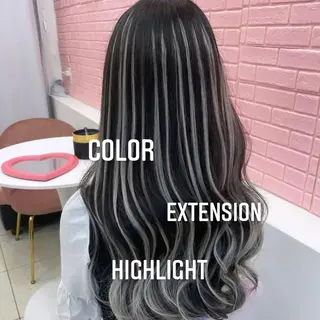ロング カラー エクステ🩵ブリーチ 韓国ヘア🩵KAEのヘアスタイル