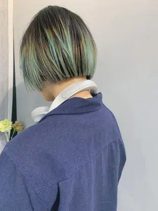 ショート カラー ボブパーマコテ巻き風 パーマNo1深江秀平のヘアスタイル