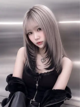 セミロング カラー 🇰🇷韓国レイヤー 美女製造機🥀のヘアスタイル