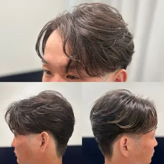 ミディアム メンズ メンズカットフェード パーマ/前山竜貴のヘアスタイル